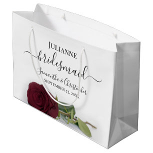 Elegante Burgunder-Rosen-Pracht-Brautjungfer-Hochz Große Geschenktüte