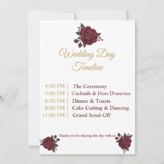 Elegante Burgunder-Rosen- und Gold-Hochzeitstags-C