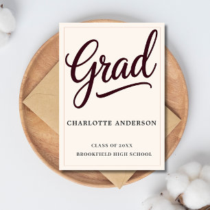 Elegante Burgunder-Schrift Graduierungs-Ankündigun Ankündigung