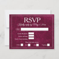 Elegante Burgunder-Wein-Beeren-Velours-RSVP-Hochze