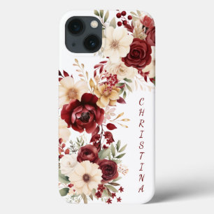 Elegante Burgunderblumen Case-Mate iPhone Hülle