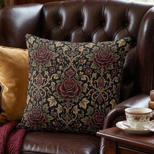 Elegante Burgunderrose Damast Kissen