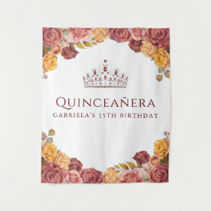 Elegante Burgunderrose   Quinceanera-Hintergrund Wandteppich
