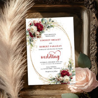 Elegante burgunderrote florale Hochzeitseinladung