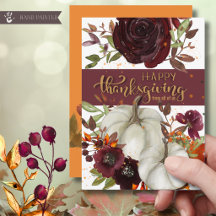 Elegante burgunderrote florale weiße Kürbisse sage