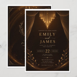 Elegante burgunderrote goldene Hochzeitseinladung Einladung