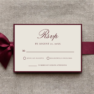 Elegante burgunderrote Hochzeit im Stil des alten  RSVP Karte