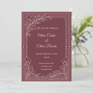 Elegante burgunderrote Hochzeitseinladung Einladung