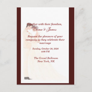Elegante burgunderrote Hochzeitseinladung Postkarte