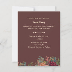Elegante burgunderrote Luxus-Hochzeitseinladung