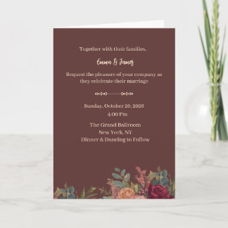 Elegante burgunderrote Luxus-Hochzeitseinladung  Karte