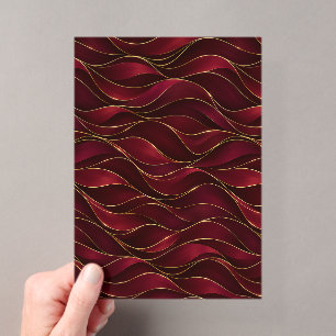 Elegante burgunderrote Marmorwellen mit goldenen A Acryleinladungen