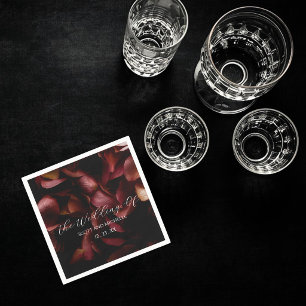 Elegante burgunderrote romantische Rosenpapier-Ser Serviette