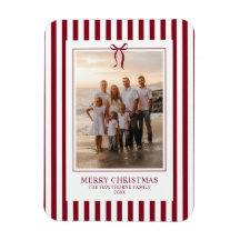 Elegante burgunderrote Streifen-Weihnachtsfamilien
