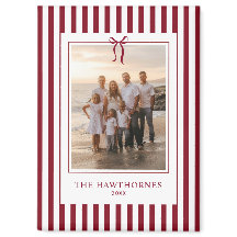 Elegante burgunderrote Streifen-Weihnachtsfamilien