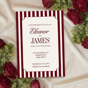 Elegante burgunderrote und cremefarbene Hochzeit m Einladung