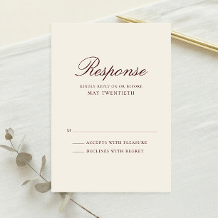 Elegante burgunderrote und cremefarbene klassische RSVP karte