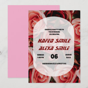 Elegante burgunderrote und florales Design Hochzei Einladung
