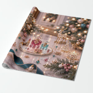 Elegante Burgunderrote Weihnachts-Schönheit Geschenkpapier