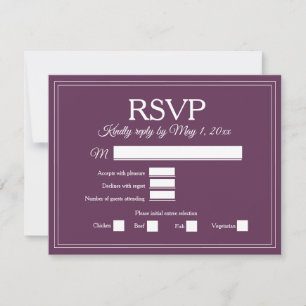 Elegante burgunderrote Weinbeeren-Velvet-Hochzeits RSVP Karte