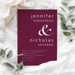 Elegante Burgundy Ampersand Hochzeit Einladung