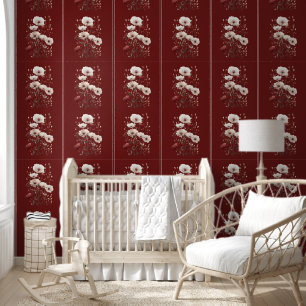 Elegante Burgundy-Blume floral gestreift Tapete
