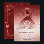 Elegante Burgundy Blume Rose Gold Sweet 16 Einladung<br><div class="desc">Einzigartige, elegante DIY Rose Gold süße 16 Einladungen, die für Ihre Geburtstagsparty leicht personalisiert werden können! Die luxuriöse Design-Hand illustriert von Raphaela Wilson besticht durch eine Mischung aus hellrot und dunkelbordeauxrot mit goldenen Akzenten der Rose. Glitzer Schmetterling Konfetti, eine Prinzessenkrone und andere Kunstelemente fügen diese blumengeschmückten Quinceanera süße 16 Einladungen...</div>