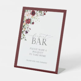 Elegante Burgundy Blumendusche Bouquet Bar Sockelschild