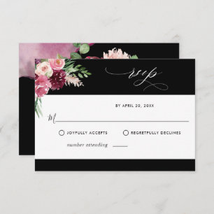 Elegante Burgundy Blush Pink and Black RSVP Card