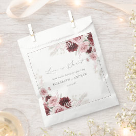 Elegante Burgundy Blush Pink Roses Blumenhochzeit Geschenktütchen