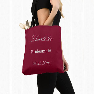 Elegante Burgundy Bridesmaid Tote Bag