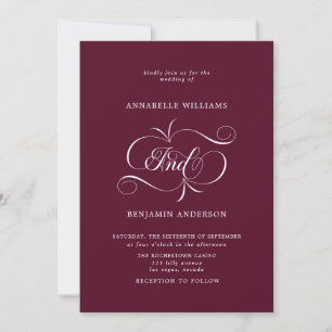 Elegante Burgundy Classic Wedding  Einladung