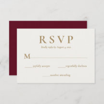 Elegante Burgundy Cream Wedding RSVP Card