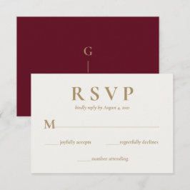 Elegante Burgundy Cream Wedding RSVP Card Karte