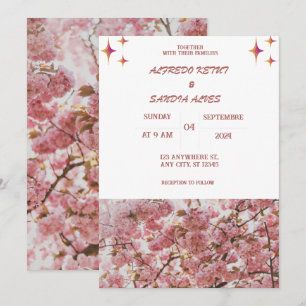 elegante Burgundy Crimson-Blume Hochzeit Einladung