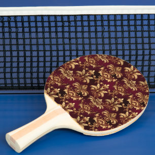 Elegante Burgundy Damask - Vintage barocke Blüte Tischtennis Schläger