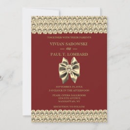 Elegante Burgundy Diamond & Gold Wedding Einladung