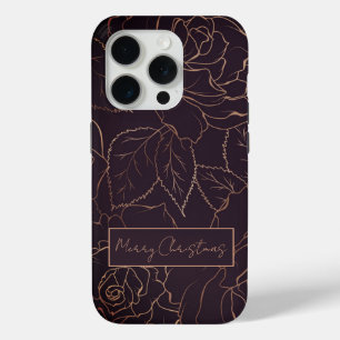 Elegante Burgundy Frohe Weihnachten Goldene Rose Case-Mate iPhone Hülle