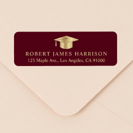 Elegante Burgundy Gold Abschluss Rücksendeadresse