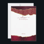 Elegante Burgundy & Gold Agate Wedding Hinweiskarte<br><div class="desc">Feiern Sie stilvoll mit diesen modernen und trendigen Ratschlägen. Das Design zeichnet sich durch eine Aquarellbordeauxfarben und einen goldenen Glitzer-Hintergrund mit passender handgeschriebenem Schriftart-Text aus. Diese Karten werden Ihren Gästen die Möglichkeit geben, eine Notiz zu schreiben, die Ihnen in den nächsten Jahren den behalt und das Lesen empfiehlt. Die Formulierung...</div>