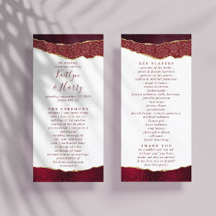 Elegante Burgundy & Gold Agate Wedding Programm