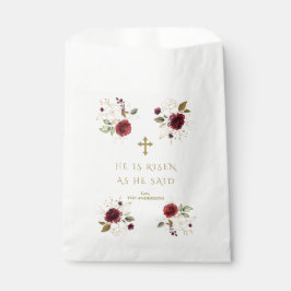 Elegante Burgundy Gold Blume Er ist zu Ostern Rise Geschenktütchen