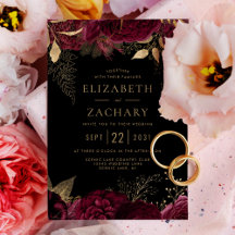Elegante Burgundy Gold Floral Dark Wedding