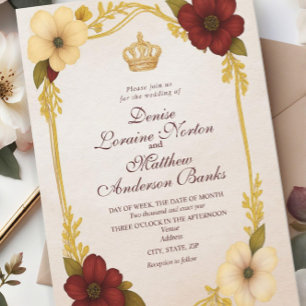 Elegante Burgundy Gold Floral Wedding Einladung