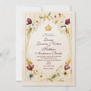 Elegante Burgundy Gold Floral Wedding Einladung