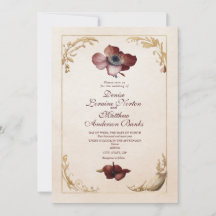 Elegante Burgundy Gold Floral Wedding Einladung