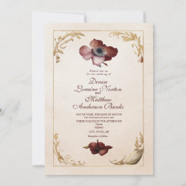 Elegante Burgundy Gold Floral Wedding Einladung
