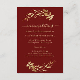 Elegante Burgundy Gold Hochzeiten Begleitkarte
