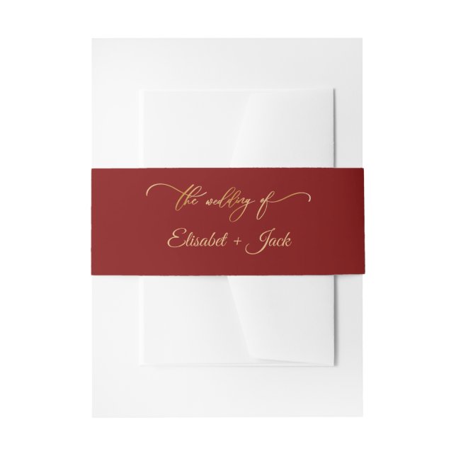 Elegante Burgundy & Gold Monogram Wedding Einladungsbanderole (Vorderseite Beispiel)