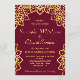 Elegante Burgundy Gold Rustikale Einladung zur Hoc